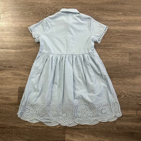 HATCH Maternity The Inez Eyelet Babydoll Shirt Dress Blue 100% Cotton 0 / XS EUC - Picture 4 of 15